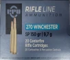 270 Win PPU 150 gr  SP Soft Point 20 rnds  Brass M-ID  PP2702 UPC  8605003812364