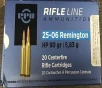 25-06 Rem PPU 90 gr HP 20 rounds  M-ID  PP2506H  UPC  8605003812388