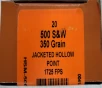 500 S W HSM 350 gr  JHP Jacketed Hollow Point 20 rnds 1725 fps  Brass M-ID  500SW1N UPC  837306000515