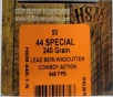 44 Special HSM 240 gr  Lead Semi-Wadcutter Cowboy Action 50 rnds 845 fps  Brass M-ID  44S1N UPC  837306004827