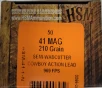 41 Mag HSM 210 gr  Semi Wadcutter Cowboy Action Load 50 rnds 969 fps  Brass M-ID  411N UPC  837306006050