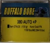 380 Auto Buffalo Bore 100 gr  P HCFN 20 rnds  Brass M-ID  27A 20 UPC  651815027012