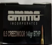 6 5 Creedmoor AMMO Inc  140 gr  BTHP 20 rnds 2650 fps  Brass M-ID  65CM140BTHPA20 UPC  818778022854