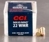 50rds     22 WMR CCI Maxi-Mag 40gr  TMJ Ammo
