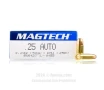 Magtech 25 ACP Ammo - 50 Rounds of 50 Grain FMJ Ammunition