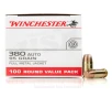Winchester 380 ACP Ammo - 100 Rounds of 95 Grain FMJ-FN Ammunition