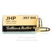 Sellier   Bellot 357 Sig Ammo - 50 Rounds of 124 Grain JHP Ammunition