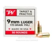 Winchester 9mm Ammo - 1000 Rounds of 115 Grain FMJ Ammunition