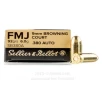 Sellier and Bellot 380 ACP Ammo - 1000 Rounds of 92 Grain FMJ   