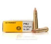 Sellier and Bellot 22 Hornet Ammo - 20 Rounds of 45 Grain FMJ   