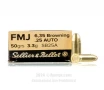 Sellier and Bellot 25 ACP Ammo - 50 Rounds of 50 Grain FMJ Ammunition