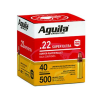 Aguila 1B221115 Standard High Velocity 22 LR 40 gr Copper-Plated Solid Point 500 Bx  4 Cs