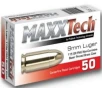 MAXXTECH 9MM 115GR FMJ 50RD BRASS CASE
