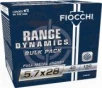 Fiocchi Ammunition Range Dynamics  5 7X28MM  40 Grain  Full Metal Jacket  150 Round Box 57FMJ40