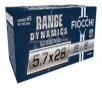 Fiocchi Ammunition Range Dynamics  5 7X28MM  62Gr  Full Metal Jacket  50 Round Box 57SUB62