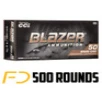 CCI Blazer Brass Ammunition 9MM  115gr  FMJ - 500 Rounds - Free Shipping