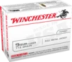 Winchester USA Brass 9mm 115-Grain 100-Rounds Brass Casings FMJ Projectiles 