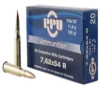 PPU Metric Rifle Brass 7 62x54R 182-Grain 20-Rounds FMJ 