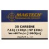 Magtech 30A Tactical Training 30 Carbine 110 gr Full Metal Jacket 50 Per Box  20 Cs