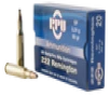 PPU Standard Rifle  222 Rem  50gr  Soft Point  20rd Box
