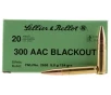 SELLIER BELLOT 300 AAC Blackout 124gr FMJ Brass Rifle Ammunition   20 Rounds