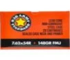 Red Army Standard Steel Case Non-corrosive Rifle Ammunition 7 62x54R 148gr FMJ 620 ct Case  20 ct Boxes 