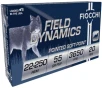 Fiocchi Field Dynamics  22-250 Remington 55 Grain PSP Brass Rifle Ammo 20 Rounds 22250B