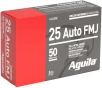 Aguila Ammunition  25 AUTO 50 Grain Full Metal Jacket Brass Case Pistol Ammo 50 Rounds 1E252110