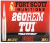 Fort Scott Munitions  260 Rem 123 Grain CNC Machined Copper Brass Rifle Ammo 20 Rounds 260-123-SCV2