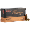 PMC Ammunition Bronze  25 ACP 50 Grain Full Metal Jacket Brass Cased Pistol Ammo 50 Rounds 25A