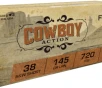 Fiocchi  38 S W Short Cowboy Action 145 grain LRN Lead Round Nose 720 FPS  50 rd box 