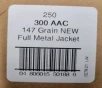 American Quality Ammunition New 300 Blackout 147 grain FMJ Loose 250 rd x 4 FREE SHIPPING  1000 rds 