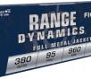 Fiocchi Range Dynamics  380 auto 95 grain FMJ Full Metal Jacket 960 FPS 50 rd box FREE SHIPPING  1000 rd case 