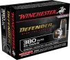 Winchester Defender Pistol Ammo 380 ACP 95 gr  Bonded Jacket HP 20 rd 