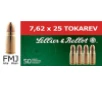 Target Shooting Full Metal Jacket 85 gr 7 62x25mm Tokarev Handgun Ammo - 50 Round Box
