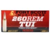Tumble Upon Impact  TUI  Solid Copper Spun 130 gr 260 Remington Rifle Ammo - 20 Round Box