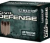 Liberty Ammunition LACD38025 Civil Defense  38 Special 50 gr 1500 fps Lead-Free Fragmenting Hollow Point  LFFHP  20 Bx 10 Cs