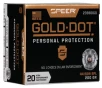 Speer Ammo 23980GD Gold Dot Personal Protection 44 S W Spl 200 gr Hollow Point  HP  20 Bx  10 Cs